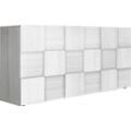 Sideboard INOSIGN "Dama Breite 181, Kommode 3 Türen, Anrichte", grau (eucalipto), B:181cm H:84cm T:42cm, Sideboards, Front in 3D-Optik, viel Stauraum, verschiedene Farben