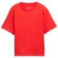 TOM TAILOR DENIM Damen Boxy Fit T-Shirt, rot, Uni, Gr. XL