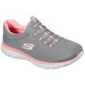 Slip-On Sneaker SKECHERS "SUMMITS", Damen, Gr. 35, grau (grau, rosa), Textil, sportlich, Schuhe, Freizeitschuh, Komfortschuh mit stoßdämpfender Zwischensohle, Topseller