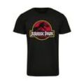 Kurzarmshirt MERCHCODE "Merchcode Herren Jurassic Park Logo Tee", Herren, Gr. L, schwarz, 100% Baumwolle, unifarben, casual, normal, Rundhals, Kurzarm, Shirts