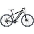 E-Bike ZÜNDAPP "Z801" Gr. 48, schwarz (schwarz, silberfarben), E-Bikes, 48cm, 27,5 Zoll (69,85cm), Pedelec, Elektrofahrrad für Damen u. Herren, MTB