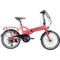 E-Bike ZÜNDAPP "Z101" Gr. 37, rot, E-Bikes, 37cm, 20 Zoll (50,80cm), Pedelec, Elektrofahrrad für Damen u. Herren