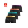 Boxer BRUNO BANANI "Boxershorts für Herren", Herren, Gr. S, bunt (schwarz, orange, schwarz, türkis, schwarz, gelb, schwarz, lila), Jersey, Obermaterial: 95% Baumwolle, 5% Elasthan, unifarben, Unterhosen, mit farbigen Marken-Schriftzug am Bündchen