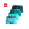 Boxer H.I.S "Boxershorts für Herren", Herren, Gr. S, bunt (hellblau, türkis, mint, petrol), Jersey, Obermaterial: 95% Baumwolle, 5% Elasthan, unifarben, körpernah, Unterhosen, mit gestreiftem Webbund