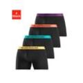 Boxer BRUNO BANANI "Boxershorts für Herren", Herren, Gr. S, bunt (schwarz, orange, schwarz, türkis, schwarz, gelb, schwarz, lila), Jersey, Obermaterial: 95% Baumwolle, 5% Elasthan, Unterhosen, mit längerem Bein und auffälligen Logobund