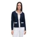 Sweatjacke BETTY BARCLAY "Betty Barclay Shirtjacke mit Struktur", Damen, Gr. 36, blau (patch dunkelblau, cream), Obermaterial: 73% Polyester, 22% Viskose, 5% Elasthan., casual, tailliert lang, Rundhals, Langarm, Sweatjacken, Materialmix