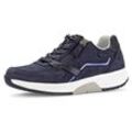 Keilsneaker GABOR ROLLINGSOFT, Damen, Gr. 37, blau (dunkelblau), Nubukleder, sportlich, Schuhe Sneaker, mit OPTIFIT-Wechselfußbett, Freizeitschuh, Halbschuh, Schnürschuh