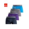 Boxer H.I.S "Boxershorts für Herren", Herren, Gr. S, bunt (navy, lila, grau, blau), Jersey, Obermaterial: 95% Baumwolle, 5% Elasthan, unifarben, körpernah, Unterhosen, mit gestreiftem Webbund