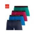 Boxer BRUNO BANANI "Boxershorts für Herren", Herren, Gr. S, bunt (marine, blau, rot, grün), Jersey, Obermaterial: 95% Baumwolle, 5% Elasthan, unifarben, Unterhosen, mit farbigen Marken-Schriftzug am Bündchen