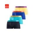 Boxer BRUNO BANANI "Boxershorts für Herren", Herren, Gr. S, bunt (gelb, türkis, royalblau, navy), Jersey, Obermaterial: 95% Baumwolle, 5% Elasthan, unifarben, Unterhosen, mit farbigen Marken-Schriftzug am Bündchen