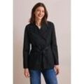 Trenchcoat CECIL, Damen, Gr. L (42), schwarz, Web, Obermaterial: 100% Baumwolle; Futter: 100% Polyester, unifarben, casual, normal, V-Ausschnitt, Langarm Bündchen, Mäntel, mit Bindegürtel