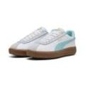 Sneaker PUMA "PUMA Club Klassika Sneakers Damen", Gr. 35.5, weiß safe lake feather gray blau, Obermaterial: Textil, Kuhleder, Synthetik; Futter: Textil, Synthetik; Innensohle: Textil; Laufsohle: Gummi, Schuhe