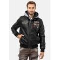 Lederimitatjacke CIPO & BAXX "Jacke", Herren, Gr. M, schwarz, 65% Polyurethan;25% Polyester;10% Viskose, unifarben, casual, regular fit normal, Langarm, Jacken