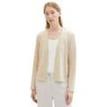 Cardigan TOM TAILOR, Damen, Gr. L (40), beige (sandy beige melange), Feinstrick, Obermaterial: 66% Viskose, 34% Polyester, unifarben, casual, bequem kurz, Rundhals, Langarm, Strickjacken, nach vorne hin offen und ohne Kragen