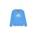 Sweater ALPHA INDUSTRIES "Alpha Industries Men - Sweatshirts Basic Sweater", Herren, Gr. L, mediteranian blau, Obermaterial: 80% Baumwolle, 20% Polyester, regular fit, Sweatshirts