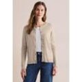 Cardigan CECIL, Damen, Gr. L (42), desert beige melange, Web, 60% Baumwolle, 40% Viskose, unifarben, casual, normal normal, Rundhals, Langarm Bündchen, Strickjacken, im soften Baumwoll-Mix