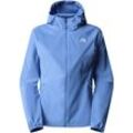 Softshelljacke THE NORTH FACE "W NIMBLE HOODIE - EU", Damen, Gr. XS, blau (indigo stone), Softshell, Obermaterial: 90% Polyester, 10% Elasthan, unifarben, sportlich, Langarm Raglanärmel eingefasste Kante, Jacken