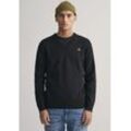 V-Ausschnitt-Pullover GANT "Classic Cotton V-Neck", Herren, Gr. M, schwarz, Strick, Jersey, Obermaterial: 100% Baumwolle, unifarben, Basic, regular fit hüftlang, V-Ausschnitt, Langarm elastischer Bund, Pullover, Premium Strickjersey aus weicher 100% Baumwolle, Übergangspullover