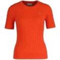 T-Shirt GANT "T-Shirt STRETCH COTTON CABLE C-NECK 1er Pack", Damen, Gr. S, rot (orangerot), Obermaterial: 88% Baumwolle CO. 10% Polyamid PA. 2% Elasthan EL., Kurzarm, Shirts