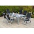 Garten-Essgruppe MERXX "Carrara", schwarz (silber, schwarz), Polyester, Aluminium, Polyester, Sitzmöbel-Sets