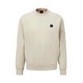 Sweater BOSS ORANGE, Herren, Gr. L, beige (light beige271), Trikot, Obermaterial: 90% Polyamid, 10% Elasthan, unifarben, casual, regular fit, Rundhals, Langarm eingesetzt Bündchen, Sweatshirts, mit Logo-Badge