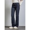 Bootcut-Jeans STREET ONE, Damen, Gr. 28, Länge 32, blau (schwarz indigo slightly washed), Denim/Jeans, Obermaterial: 72% Baumwolle, 27% Polyester, 1% Elasthan, unifarben, casual, bootcut fit knöchellang, Jeans, im Five-Pocket Style