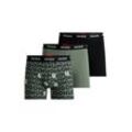 Boxershorts HUGO UNDERWEAR "BOXERBR TRPLT DESIGN", Herren, Gr. L, lila (open miscellaneous 965), Jersey, Obermaterial: 95% Baumwolle, 5% Elasthan, Unterhosen, Markenlogo am elastischem Bund