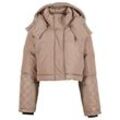 Winterjacke PEQUS "PEQUS PEQUS Aether Cropped Puffer Jacket", Herren, Gr. L, beige, 80% Baumwolle, 20% Polyester, mehrfarbig, klassisch, normal, amerikanischer Ausschnitt, Langarm, Jacken