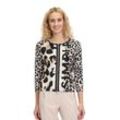 Shirtjacke BETTY BARCLAY "Betty Barclay Shirtjacke mit Rippenstruktur", Damen, Gr. 36, nature, schwarz, Rippware, Obermaterial: 95% Baumwolle, 5% Elasthan., casual, tailliert normal, Rundhals, Langarm, Shirts, Druck