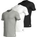 T-Shirt ADIDAS SPORTSWEAR ""Active Flex Cotton"", Herren, Gr. M (5/50), bunt (908, grau, weiß, schwarz), Single Jersey, Obermaterial: 100% Baumwolle, meliert, unifarben, sportlich, regular fit Po-bedeckend, Rundhals, Kurzarm eng abgesteppte Kante, Shirts, mit Rundhalsausschnitt