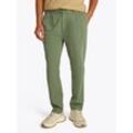 Chinohose TOMMY JEANS "TJM CASUAL ELASTICATED PANT", Herren, Gr. L, N-Gr, grün (aruba grün), Twill, Obermaterial: 97% Baumwolle, 3% Elasthan, casual, regular fit lang, Hosen, mit Bundfalten