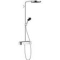 Hansgrohe Pulsify S Showerpipe 24220000 mit Brausethermostat Shower Tablet Select 400, chrom