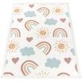 Kinderteppich PACO HOME "Emilia 352", bunt (mehrfarbig), B:200cm H:24mm L:280cm, Polyester, Teppiche, Kurzflor, Sonne, Wolken, Regenbogen, sehr weicher Flor