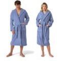 Unisex-Bademantel MÖVE "Superwuschel Kapuze, ideal für Sauna & Spa, Hotelbademantel" Gr. S, blau (cornflower), L:120cm in Gr. S, Walkfrottee, Hausmäntel, in Uni