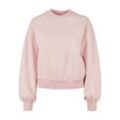 Sweater URBAN CLASSICS "Urban Classics Damen Ladies Oversized Color Melange Crewneck", Damen, Gr. M, pink (pink melange), 65% Baumwolle, 35% Polyester, unifarben, Rundhals, Langarm, Sweatshirts