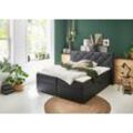 Boxbett "Meike", schwarz, B:200cm L:207cm, Bezug Bett: Kunstleder, Taschen-Federkernmatratze: Kunstleder; Jersey (100% PES), Topper: Jersey 100% PES, ATLANTIC HOME COLLECTION, Komplettbetten, Boxspringbett, mit XXL-Bettkasten und Topper