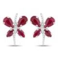 Paar Ohrstecker VIRA JEWELS "Silber 925 rhodiniert Schmetterling-Motiv mit echtem Rubin", weiß (weiß, rot), Ohrringe, Damen, ONE-SIZE, 1,36 ct, Silber 925 (Sterlingsilber)