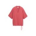 TOM TAILOR Damen T-Shirt mit V-Ausschnitt, rot, Uni, Gr. XXL