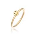 Fingerring ELLI "Smiling Pinky Ring 925 Silber" Gr. 46, gold, Fingerringe, Damen, 46mm, ohne Stein, Silber 925 (Sterlingsilber), 1.4mm