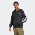 Sweatshirt ADIDAS SPORTSWEAR "M 3S FL FZ HD", Herren, Gr. M, schwarz-weiß (schwarz, weiß), Obermaterial: 55% Baumwolle, 36% Polyester, 9% Viskose, sportlich, Sweatshirts