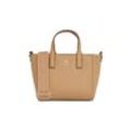 Shopper TOMMY HILFIGER "TH SOFT LOGO MINI TOTE", Damen, Gr. B/H/T: 27cm x 16,5cm x 12cm, beige (safari canvas), Lederimitat, Taschen, Damen Beuteltasche, Henkeltasche, Schultertasche mit TH-Logo