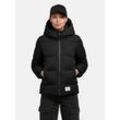 Winterjacke KHUJO "Liev-YM", Damen, Gr. L (40), schwarz, Obermaterial: 100% Nylon, Futter: 100% Nylon, Wattierung: 100% Polyester, modisch, gerade hüftlang, hoch geschlossener Ausschnitt, Langarm Ärmel ohne Ärmelschlitz Bündchen, Jacken, Warme gesteppte Damen Kapuzenjacke