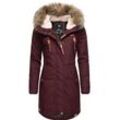Winterjacke RAGWEAR "Tawny", Damen, Gr. L (40), rot (dunkelrot), Außenmaterial: 65% Polyester, 35% Baumwolle, Innenfutter: 100% Polyester, Wattierung: 100% Polyester, modisch, tailliert ca. Mitte Oberschenkel, Langarm mit Knopf Rippstrickbündchen, Jacken, stylischer Winterparka mit großer Kapuze und Kunstfellkragen