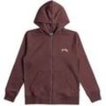 Kapuzensweatjacke BILLABONG "Arch", Kinder, Gr. 10(140-148cm), rot (port), 60% Polyester, 40% Baumwolle, Langarm, Sweatjacken