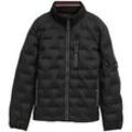 TOM TAILOR Herren Hybrid Lightweight Steppjacke mit Kapuze im Stehkragen, schwarz, Uni, Gr. XXL