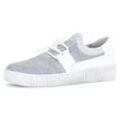 Slip-On Sneaker GABOR, Damen, Gr. 37, grau (grau, weiß), Textil, Kalbsleder, sportlich, Schuhe, Slipper, Schlupfschuh, Plateausneaker mit Best Fitting-Ausstattung