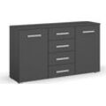 Schubkastenkommode RAUCH "Sideboard Kommode Kombikommode KOLUNA mit Dekorfront", grau (graumetallic), B:140cm H:81,0cm T:42,0cm, Holzwerkstoff, Sideboards, mit 4 Schubkästen und 2 Türen sowie Metallgriffen MADE IN GERMANY