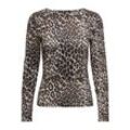 Langarmshirt ONLY "ONLLONE LEO L/S TWO WAY TOP JRS", Damen, Gr. L (40), cloud dancer aop:leo aop, Jersey, Obermaterial: 89% Polyester, 11% Elasthan, bedruckt, animal-print, modisch, sehr figurbetont, tiefer Rundhals, Langarm, Shirts, Mit tiefem Ausschnitt vorne oder hinten zu tragen