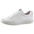 Sneaker GABOR "YORK", Damen, Gr. 35, silber (weiß, silberfarben), Kalbsleder, Lederimitat, unifarben mit Farbeinsatz, sportlich, Schuhe, mit modischer Ziersteppung, Freizeitschuh, Halbschuh, Schnürschuh