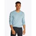 Strickpullover TOMMY HILFIGER "ESSENTIAL COTTON V NECK", Herren, Gr. XL, blau fizz heather, Strick, Obermaterial: 100% Baumwolle, meliert, casual, V-Ausschnitt, Langarm Rippbündchen, Pullover